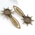 Vintage bronze nautical rudder bookmarks with 18mm round gemstone cabochon settings - Antique Bronze Rudder Style (I1-06)