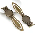 Dettaglio di segnalibri gufo in bronzo vintage con basi tonde da 20mm per cabochon DIY - Stile Gufo Bronzo Antico (I1-18)