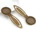 Vintage bronze metal bookmarks with round bezel trays for DIY jewelry making - Exquisite Vintage Lace Style (J1-16)