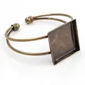 Antique bronze square bezel cup open cuff bracelet for DIY jewelry making - Antique Bronze