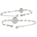 RVS doe-het-zelf hartjes armband met ronde bezel instelling en verstelbare karabijnsluiting - 12mm / Staalkleur