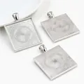 Three pieces of 25mm silver square alloy pendant trays for DIY jewelry making - Silver (A7-22)