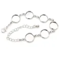 DIY silver stainless steel bracelet with six 12mm round bezel settings for jewelry making - White K/Silver