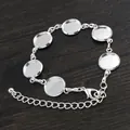 Silver stainless steel DIY bracelet with six 12mm round bezel trays and lobster clasp - Silver