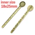 Vintage bronze alloy 10cm ruler bookmark set with 18x25mm DIY oval cabochon base - Retro Bronze Oval Tray Style (N5-05) / 5 Pieces/Pack (Inner Size 18x25mm) / Antique Bronze