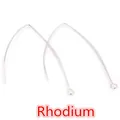 Rhodium-plated V-shaped earring hooks for DIY jewelry making with smooth curved lines - Rhodium