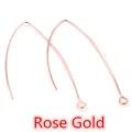 Detailed macro view of V-shaped rose gold earring hooks with smooth metallic finish - 28mm / Rose Gold