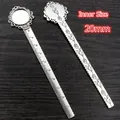 Antique silver alloy ruler bookmark set with 20mm round tray and floral embossment - Retro Antique Silver Round Lace Tray Style (C4-11)