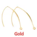 Polished gold V-shaped ear hooks for DIY earring making with small hanging loops - 28mm / Gold