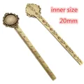 Vintage bronze ruler bookmark with 20mm DIY gemstone base and floral engraving - Retro Bronze Round Rose Tray Style (C4-12)