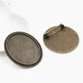30x40mm oval vintage bronze alloy brooch base with back pin for DIY jewelry making - Antique Bronze Beaded Style (B1-11)