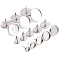 Set of stainless steel bezel earring studs in various sizes from 6mm to 20mm diameter - Mini Style