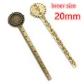 Bronze vintage metal ruler bookmark set with 20mm round tray and floral engraving - Retro Bronze Round Setting Style (C2-20)