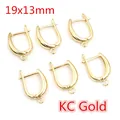 Crochets d'oreilles en U en cuivre plaqué or KC avec boucle pour bijoux DIY, 19x13mm - Or KC