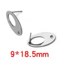 Pair of oval stainless steel geometric stud earring components for DIY jewelry, 9x18.5mm - 9x18mm Oval / Steel
