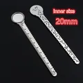 Silver alloy ruler bookmark set with 20mm round cabochon base and floral relief - Silver Floral Bird Relief Style (C1-18)