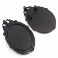 Retro black alloy oval brooch setting with baroque pattern for DIY jewelry crafts - Black Baroque Relief Style (B3-04)