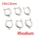 Dormeuses en forme de U avec finition rhodium et anneau pour bijoux DIY, 19x13mm - Modèle 1-19x13mm / K Blanc/Argent