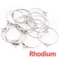 Macro detail of rhodium plated earring hoops for DIY jewelry making with small hanging loops - Size S / White K/Silver