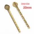 Antique bronze 20mm round cabochon base ruler bookmark with 10cm scale and rose relief - Retro Bronze Rose Relief Style (C4-46)