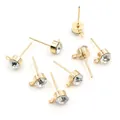 Macro view of gold-plated rhinestone earring studs with hanging loops for DIY jewelry making - 4mm / KC Gold