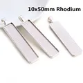 Drie rhodium-plated rechthoekige hangerzettingen van 10x50mm voor DIY-sieraden - 10x50 / Wit K/Zilver