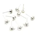 DIY rhinestone stud earring base with loop for jewelry making in silver finish - 4mm / White K/Silver