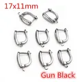 Dormeuses en forme de U Gun Black 17x11mm avec poinçon S925 pour création de bijoux - Modèle 2-17x11mm / Métal canon