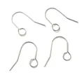 Set mit vier silbernen Edelstahl-Ohrhaken für DIY-Schmuckherstellung Zubehör - 19x16mm / Stahlfarben