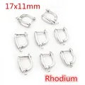 Dormeuses en forme de U plaquées rhodium 17x11mm avec anneau pour création bijoux - Modèle 2-17x11mm / K Blanc/Argent