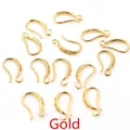 Multiple gold-plated copper 17x10mm ear wire hooks with U-shaped curve on white background - Gold