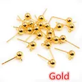 Bulk gold bead earring studs with hanging loops for DIY jewelry making findings - 3mm / Gold