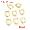 Dormeuses en forme de U plaquées or avec anneau pour création bijoux DIY, 17x11 mm - Modèle 2-17x11mm / Or