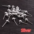Silver ball stud earrings with hanging loops for DIY jewelry making accessories - 3mm / Silver