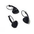 Detail of three black heart-shaped lever-back earrings with a glossy lacquer finish - Black