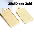 Rechthoekige 25x50mm gouden hangerbasis voor doe-het-zelf sieraden en hars ambachten - 25x50 / Goud