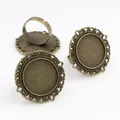 Vintage bronze alloy DIY ring base with lace edge and adjustable band for jewelry making - Antique Bronze Round Lace Edge Style (K4-01)