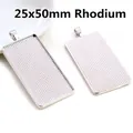 25x50mm rechthoekige rhodium hanger basis voor doe-het-zelf sieraden maken - 25x50 / Wit K/Zilver