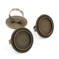 Three antique bronze adjustable 20mm round bezel rings for DIY jewelry making - Antique Bronze Knurled Edge Round Style (K4-03)