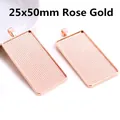 Rechthoekige 25x50mm roségouden hangerbakjes met textuur aan de binnenkant voor DIY - 25x50 / Roségoud