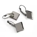 Macro shot of 12mm square gunmetal French ear hooks for DIY earring making - Gunmetal