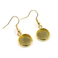Detailed view of gold round bezel earring hooks for DIY jewelry making and crafts - Medium Size / Gold