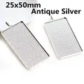 Rechthoekige 25x50mm hangerbasis van legering in antiek zilver voor DIY sieraden - 25x50 / Antiek Zilver
