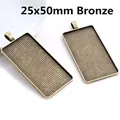 DIY sieraden 25x50mm bronzen rechthoekige hanger basis van legering met rooster - 25x50 / Brons