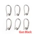 Detailed close-up of 6 gun black copper earring hooks with loops for DIY jewelry making - Style 2 / Gunmetal