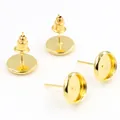 50pcs set of golden flat round stud earring posts for DIY jewelry making and crafting - 6mm (50 Pieces/Pack, Without Backs) / Gold