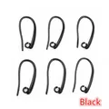 Close-up of six black U-shaped earring hooks with loop connectors for DIY jewelry making - Style 2 / Black