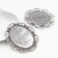 30x40mm antique silver oval alloy pendant base with intricate filigree for DIY jewelry - Hollow Lace Spiral Pattern Antique Silver (B3-09)