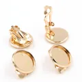 Macro detail of golden DIY clip-on earring bases with round tray for jewelry making - KC Gold