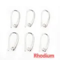 Detail view of six rhodium plated U-shaped ear hooks for DIY earring jewelry making - Style 2 / Silver